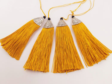 Gold Yellow Tassels Artificial Silk Tassel with Cone Cap, Earring Tassel, Bridal Tassels
